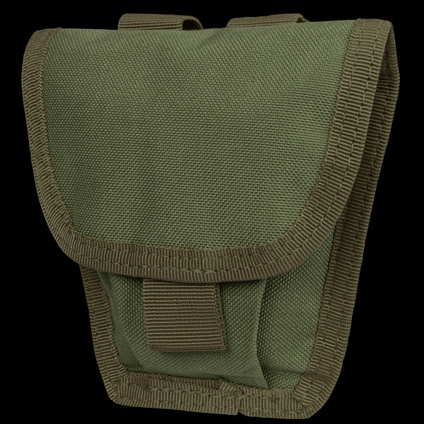 The Condor Handcuff Pouch is a green, rectangular nylon pouch with a Velcro-secured flap and reinforced edge stitching.
