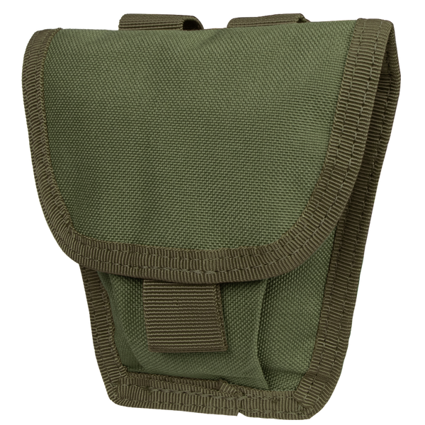 The Condor Handcuff Pouch is a green, rectangular canvas pouch with a flap closure and reinforced edges, designed for carrying small items or gear.
