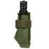 A Condor Flashlight Pouch in Olive Drab holds a black flashlight securely inside with its Velcro strap.
