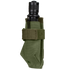 A Condor Flashlight Pouch in Olive Drab holds a black flashlight securely inside with its Velcro strap.