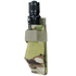 A Condor Flashlight Pouch - Scorpion OCP secures a black tactical flashlight in a camouflage-patterned holster with a Velcro strap.