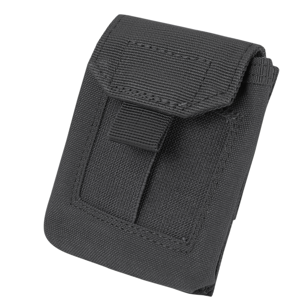 The Condor EMT Glove Pouch is a black, rectangular nylon pouch with a flap closure and rear belt loop—ideal for carrying first responder essentials.