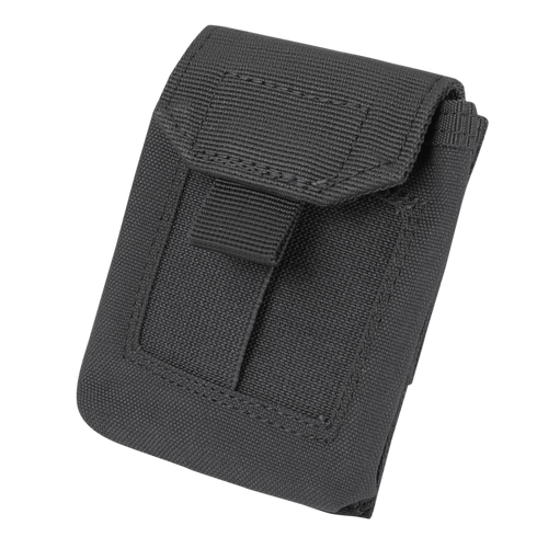 The Condor EMT Glove Pouch is a black nylon pouch with a flap cover and hook-and-loop closure, designed for carrying gloves or small accessories.