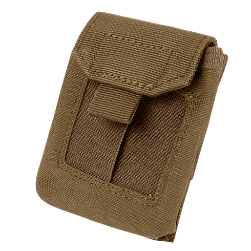 The Condor EMT Glove Pouch is a tan, durable fabric pouch with reinforced stitching and a hook-and-loop flap closure.