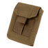 The Condor EMT Glove Pouch is a khaki tactical pouch with a flap closure and front strap, made of durable fabric—perfect for EDC or keeping gloves and gear organized at the range.