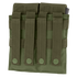 The Condor Double M4 Mag Pouch is a green tactical pouch with three vertical straps and snap buttons, designed for attachment to MOLLE-compatible gear.
