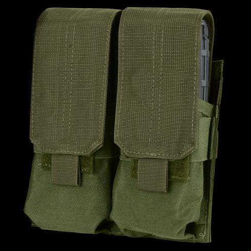 The Condor Double M4 Mag Pouch in Olive Drab features multiple pockets for military use.