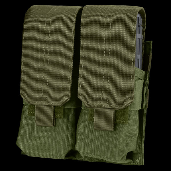 The Condor Double M4 Mag Pouch in Olive Drab features multiple pockets for military use.