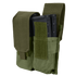 Condor Double M4 Mag Pouch in green, holds two black rifle magazines and features a Velcro flap closure.