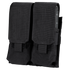 A close-up of two Condor Double M4 Mag Pouches in black, featuring hook-and-loop fastener flaps, attached side by side.