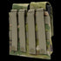 The Condor Double M4 Mag Pouch - Scorpion OCP features camouflage design, four compartments, and snap-fastened front straps—ideal for law enforcement or shooting range use.