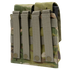 The Condor Double M4 Mag Pouch - Scorpion OCP features camouflage design, four compartments, and snap-fastened front straps—ideal for law enforcement or shooting range use.