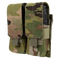 The Condor Double M4 Mag Pouch in Scorpion OCP holds two black mags with flap covers, featuring a camouflage design ideal for military or first responder tactical use.