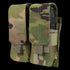 The Condor Double M4 Mag Pouch in Scorpion OCP holds two black mags with flap covers, featuring a camouflage design ideal for military or first responder tactical use.
