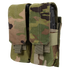 The Condor Double M4 Mag Pouch in Scorpion OCP holds two black mags with flap covers, featuring a camouflage design ideal for military or first responder tactical use.