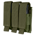 The Condor Triple Pistol Mag Pouch features three green nylon pouches with flap covers and Velcro closures, attached side by side.