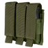 The Condor Triple Pistol Mag Pouch features three green nylon pouches with flap covers and Velcro closures, attached side by side.