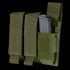 The Condor Triple Pistol Mag Pouch in Olive Drab features three compartments for pistol magazines, each secured by Velcro flaps.