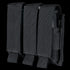 The Condor Triple Pistol Mag Pouch features heavy-duty black fabric and three magazine compartments, each with a flap cover and secure closure.