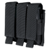 The Condor Triple Pistol Mag Pouch features heavy-duty black fabric and three magazine compartments, each with a flap cover and secure closure.