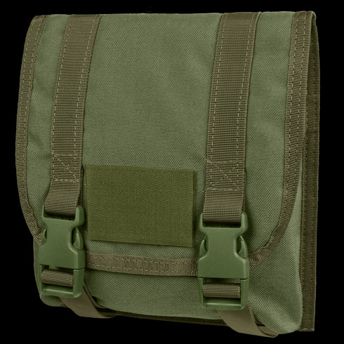 The Condor Large Utility Pouch in Olive Drab features two buckle closures, a front flap, and reinforced stitching—ideal for carrying gear or supplies.