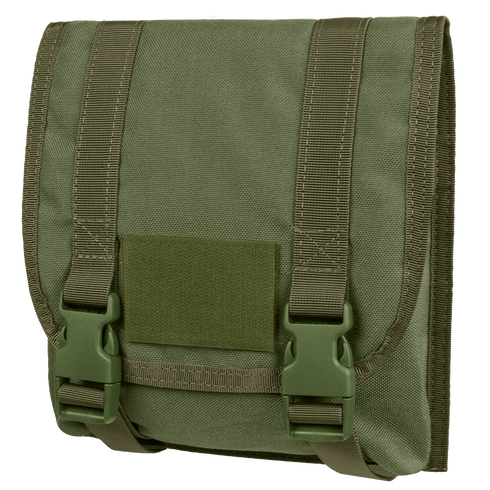 The Condor Large Utility Pouch in Olive Drab features two buckle closures, a front flap, and reinforced stitching—ideal for carrying gear or supplies.
