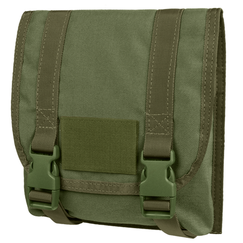 The Condor Large Utility Pouch in Olive Drab features two buckle closures, a front flap, and reinforced stitching—ideal for carrying gear or supplies.