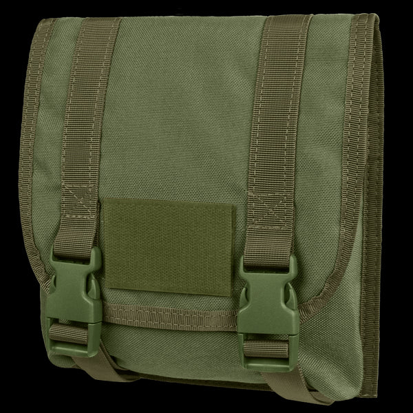 The Condor Large Utility Pouch in Olive Drab features two buckle closures, a front flap, and reinforced stitching—ideal for carrying gear or supplies.
