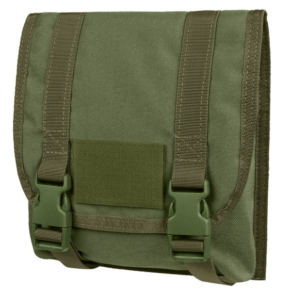 The Condor Large Utility Pouch in Olive Drab features two buckle closures, a front flap, and reinforced stitching—ideal for carrying gear or supplies.