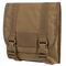 The Condor Large Utility Pouch is a brown tactical pouch featuring a flap closure, two adjustable straps, and plastic buckle fasteners on the front.