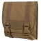 The Condor Large Utility Pouch is a brown tactical pouch featuring a flap closure, two adjustable straps, and plastic buckle fasteners on the front.