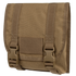 The Condor Large Utility Pouch is a brown tactical pouch featuring a flap closure, two adjustable straps, and plastic buckle fasteners on the front.