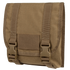 The Condor Large Utility Pouch is a brown tactical pouch featuring a flap closure, two adjustable straps, and plastic buckle fasteners on the front.