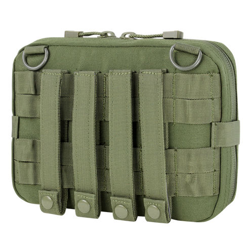 The Condor T & T Pouch - Scorpion OCP features MOLLE webbing, metal D-rings, and snap button closures for modular attachment—perfect for EDC or law enforcement professionals seeking versatile gear organization.