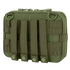 The Condor T & T Pouch in olive green features MOLLE webbing, four snap closures, dual zipper pulls, and top D-rings, ideal for attaching to gear or backpacks.