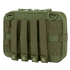 The Condor T & T Pouch in olive green features MOLLE webbing, four snap closures, dual zipper pulls, and top D-rings, ideal for attaching to gear or backpacks.