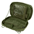 The Condor T & T Pouch in olive green features multiple interior compartments, including a clear plastic window, zippered pocket, and elastic loops for organized storage.