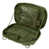 The Condor T & T Pouch in olive green features multiple interior compartments, including a clear plastic window, zippered pocket, and elastic loops for organized storage.