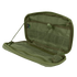 The Condor T & T Pouch is an open olive green zippered pouch with internal pockets, elastic loops, and a cord; it is empty and displayed against a white background.