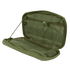 The Condor T & T Pouch is an open olive green zippered pouch with internal pockets, elastic loops, and a cord; it is empty and displayed against a white background.