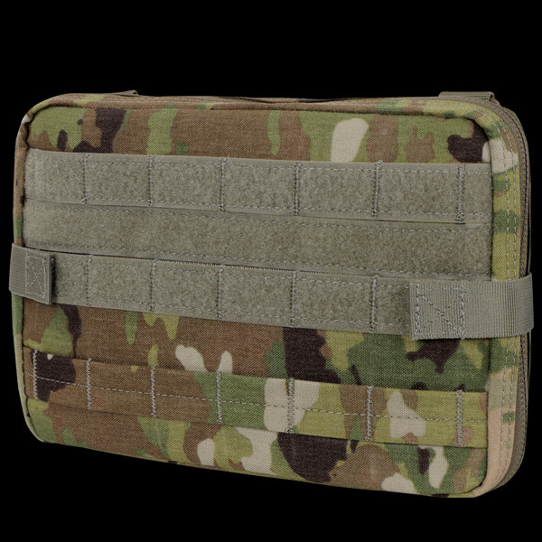 The Condor T & T Pouch in Scorpion OCP features a rectangular design with horizontal straps and a large front Velcro panel.