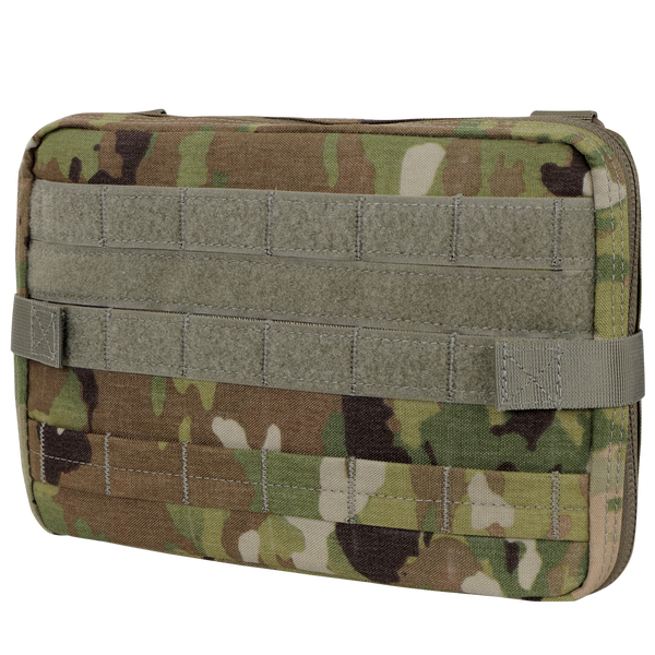 The Condor T & T Pouch in Scorpion OCP features a rectangular design with horizontal straps and a large front Velcro panel.