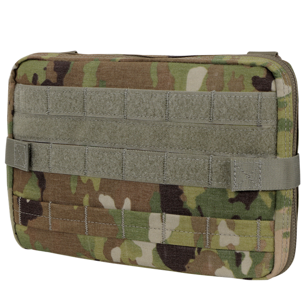 The Condor T & T Pouch in Scorpion OCP features a rectangular design with horizontal straps and a large front Velcro panel.