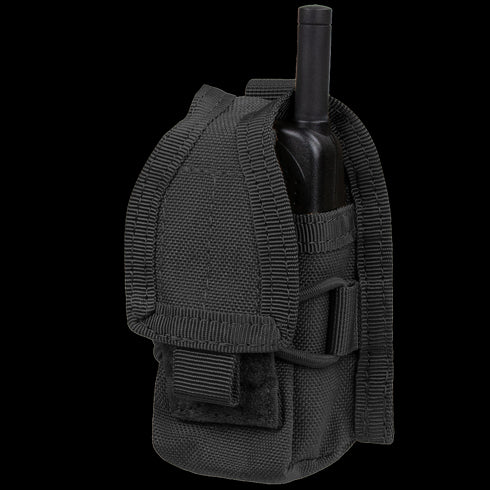The Condor HHR Pouch is a black tactical nylon case with a cover flap and adjustable straps—ideal for EDC or shooting range use.