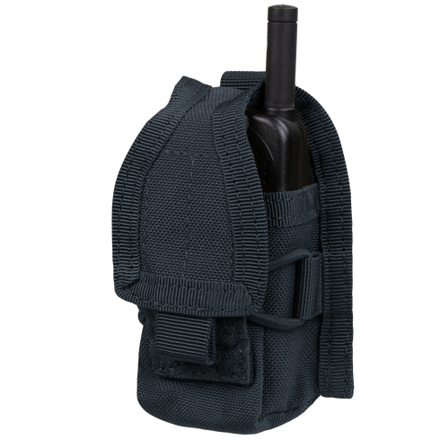 The Condor HHR Pouch is a black nylon flap-cover pouch designed to hold a handheld radio with antenna, ideal for bushcraft or law enforcement use.