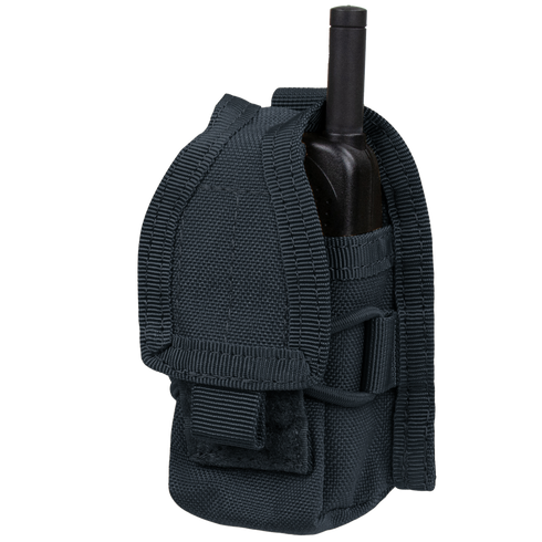 The Condor HHR Pouch is a black nylon flap-cover pouch designed to hold a handheld radio with antenna, ideal for bushcraft or law enforcement use.
