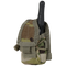 A Condor HHR Pouch in Scorpion OCP holds a black handheld radio with its antenna protruding.