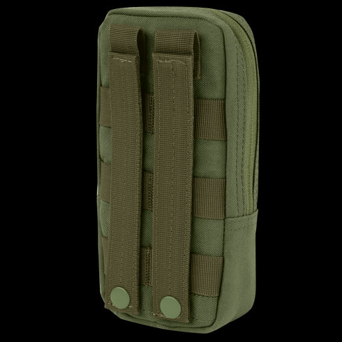 The Condor GPS Pouch is a green tactical pouch with MOLLE straps and snap buttons on the back, designed for secure attachment to compatible gear.