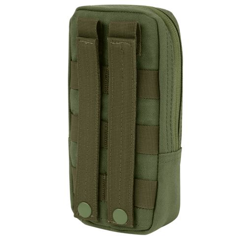 The Condor GPS Pouch is a green tactical pouch with MOLLE straps and snap buttons on the back, designed for secure attachment to compatible gear.
