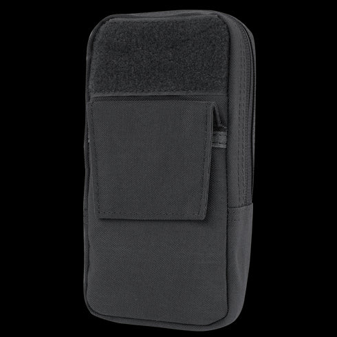 The Condor GPS Pouch is a black, rectangular fabric pouch with a front flap pocket and zipper, ideal for carrying small accessories or tools—perfect for EDC or bushcraft enthusiasts.